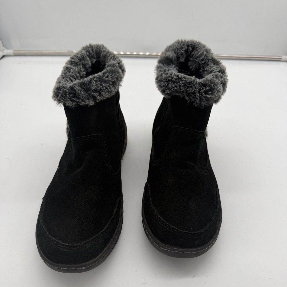 Khombu Iris Womens Black Suede Faux Fur Trim Ankle Boots 1527296 Size 10M
